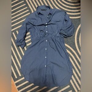 Zara Blue Striped Long Sleeve Dress